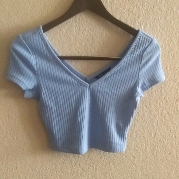 SHEIN Tops - 🎰 NWOT Ribbed Baby Blue Crop top